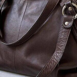 Vintage 00s brown leather retro shoulder bag